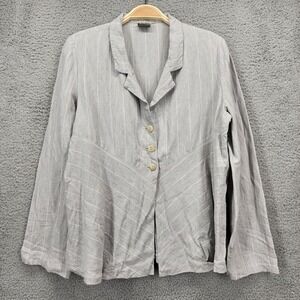 Lilith Gray Pinstripe Linen Blazer Notched Lapel Size Medium